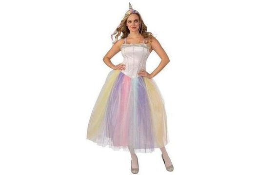 Childs Unicorn Costume | Sparkly dress and horn headpiece for magical dress-up fun at home.