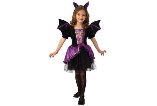 Adorable Bat Girl Costume for kids with wings and headband, perfect for imaginative play.