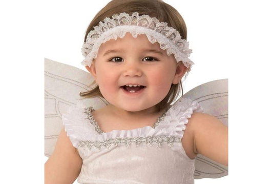 Little angel costume set with wings for kids dress-up play at home.