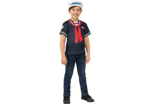 Kids Stranger Things Steve Scoops Ahoy Costume - Perfect for Halloween dress-up fun.
