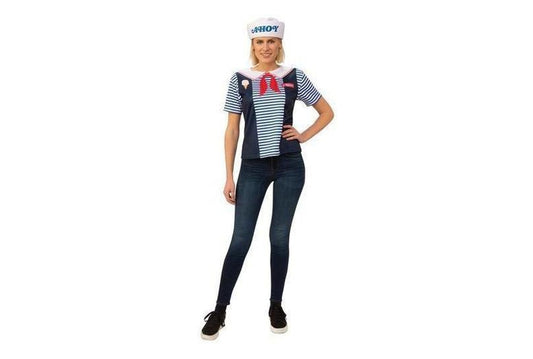 Stranger Things Robin Scoops Ahoy costume set for kids cosplay at home fun.