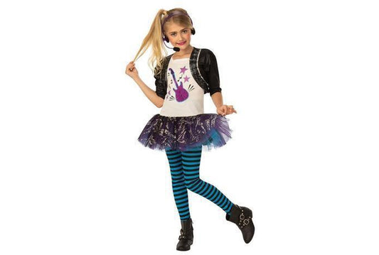 Rock Star Girl Costume with Guitar Tutu Dress for kids dress-up fun at home.