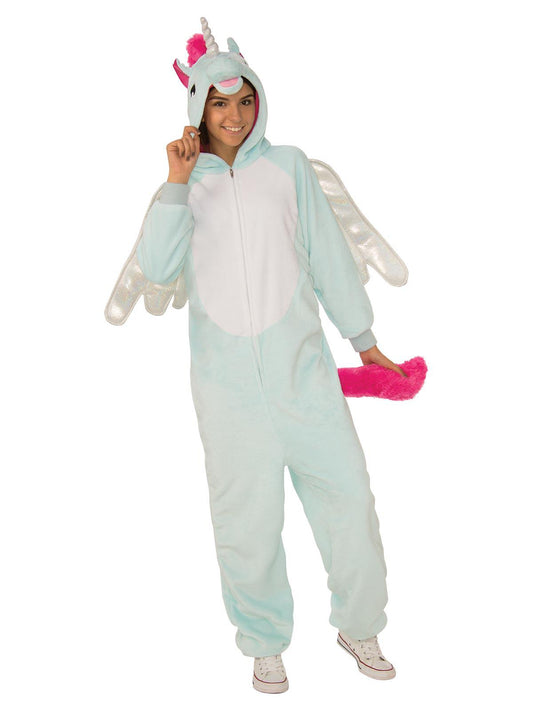 Pegacorn Plush Jumpsuit Costume for kids with wings - magical and cozy playtime outfit.