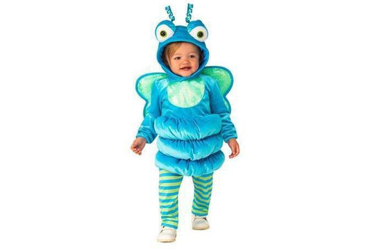 Kids glow worm costume, includes detachable wings, perfect for imaginative play and Halloween.