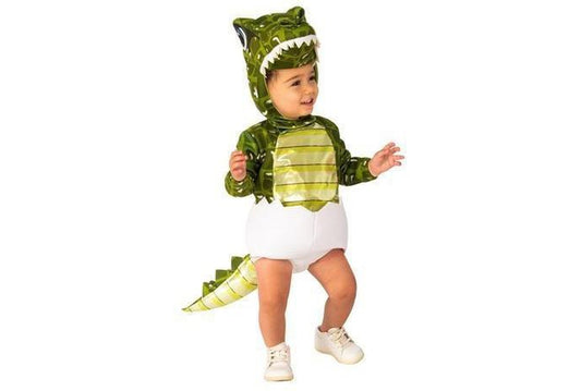 Kids crocodile jumpsuit costume with 3D head perfect for imaginative play at home.