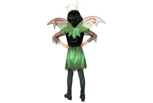 Evil Elf Girl Halloween costume for kids with dress and wings, perfect for home play.