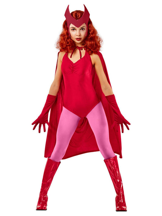 Adult Marvel WandaVision Halloween Costume, perfect for adults, featuring signature Scarlet Witch look.