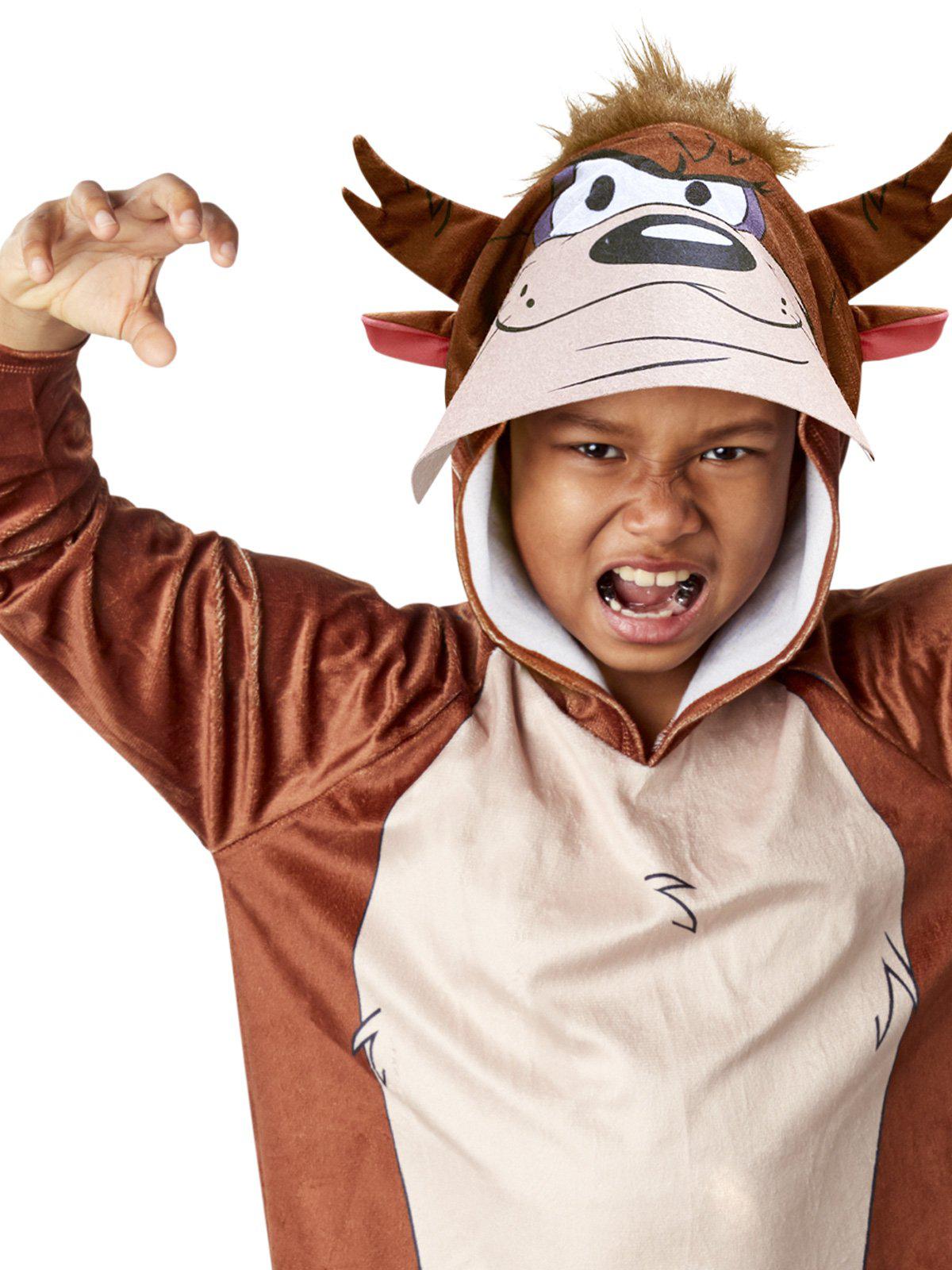 Looney Tunes Taz Kids Jumpsuit Costume | Unisex hooded pajama for fun sleepovers and playtime.