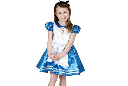 Deluxe Disney Alice in Wonderland costume for girls, perfect for imaginative play at home.