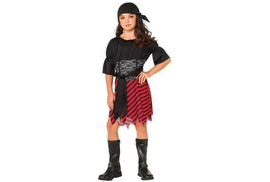 Pirate costume set with dress, belt, and headpiece for girls Book Week dress-up.