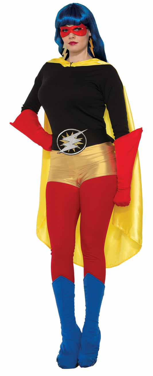 Blue superhero boot covers - womens costume accessories for kids dressing up at home.