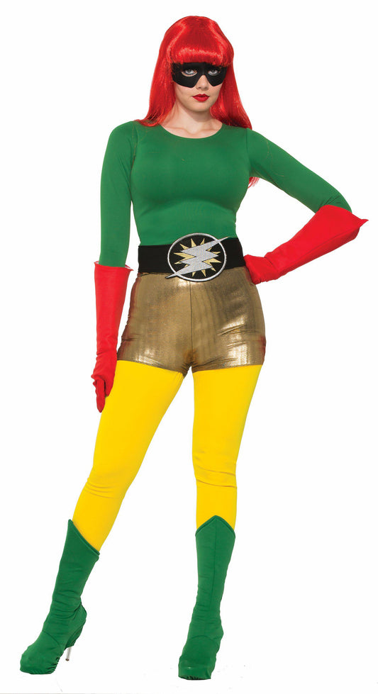 Green superhero boot covers for women, ideal for childrens dress-up costumes.