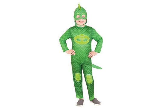 Kids Gekko PJ Masks glow-in-the-dark costume - perfect for imaginative play at home.