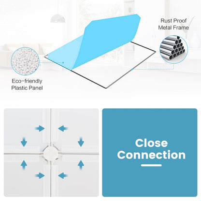 Blue pattern 8-cube baby closet organizer with hanging rod, perfect for childrens bedroom organization.