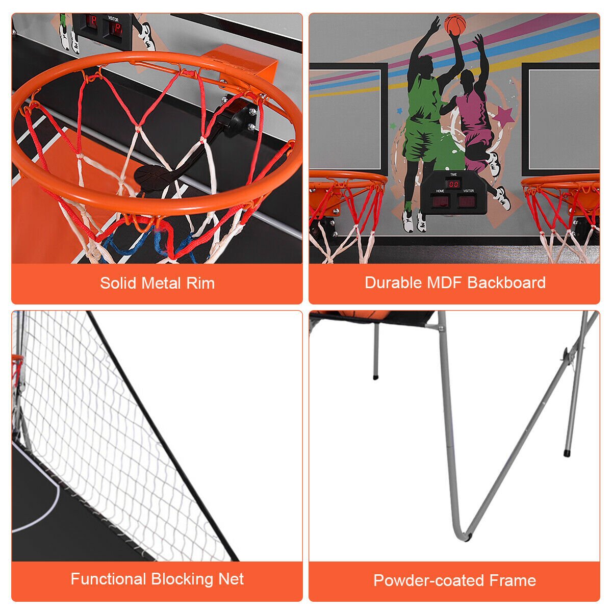 1Indoor Active Fun with 8-in-1 Electronic Basketball Hoop Arcade