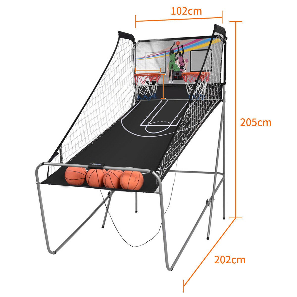 All-in-One Indoor Electronic Basketball Hoop Arcade: 8-in-1 Gaming