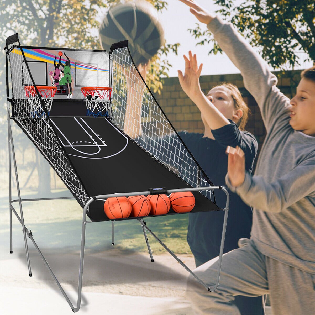 Multi-Game Indoor Basketball Arcade: 8-in-1 Electronic Hoop Fun