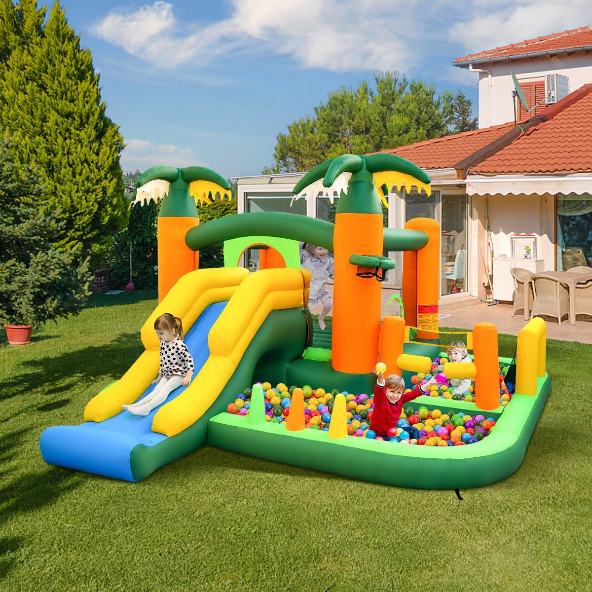 Kids 8-in-1 Inflatable Bouncer - Jump, Dunk, and Dive into Fun
