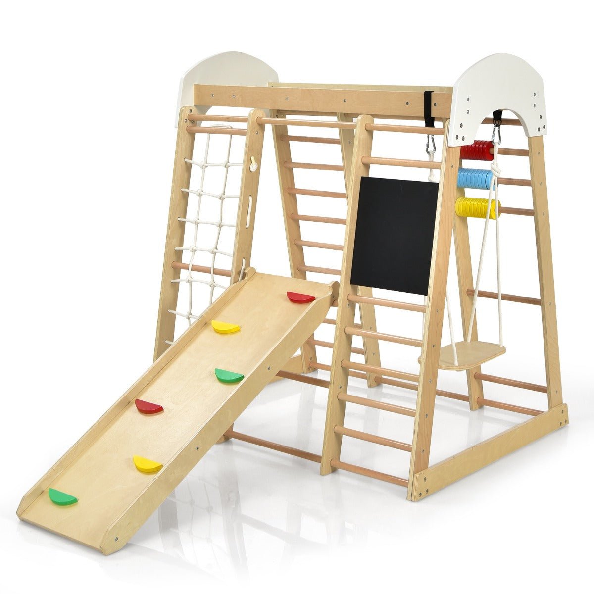 Creative Adventure: Wooden Climbing Playset with Slide and 8-in-1 Features