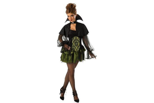 Elegant Vampiress Halloween Costume for Adults, perfect for spooky parties and dress-up fun.