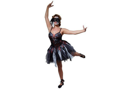 Adult Tattered Ballerina Costume - Ideal for Halloween dress-up. Elegant and spooky for adults.