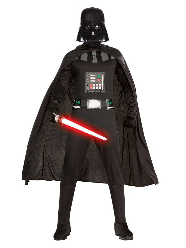 Darth Vader adult costume, official licensed for Star Wars fans dress-up fun at home.