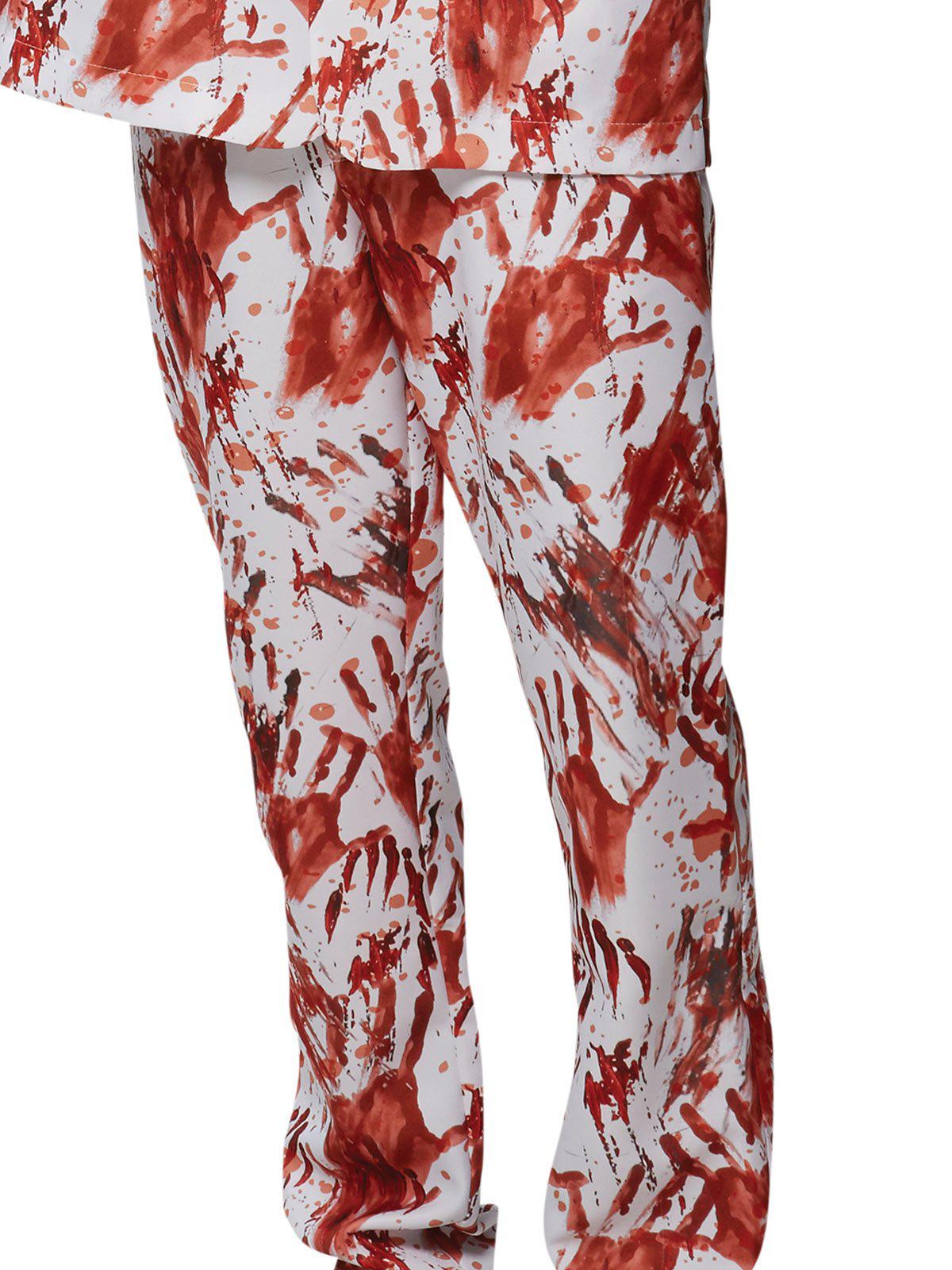 Halloween costume for adults featuring realistic bloody handprint design, perfect for spooky gatherings.