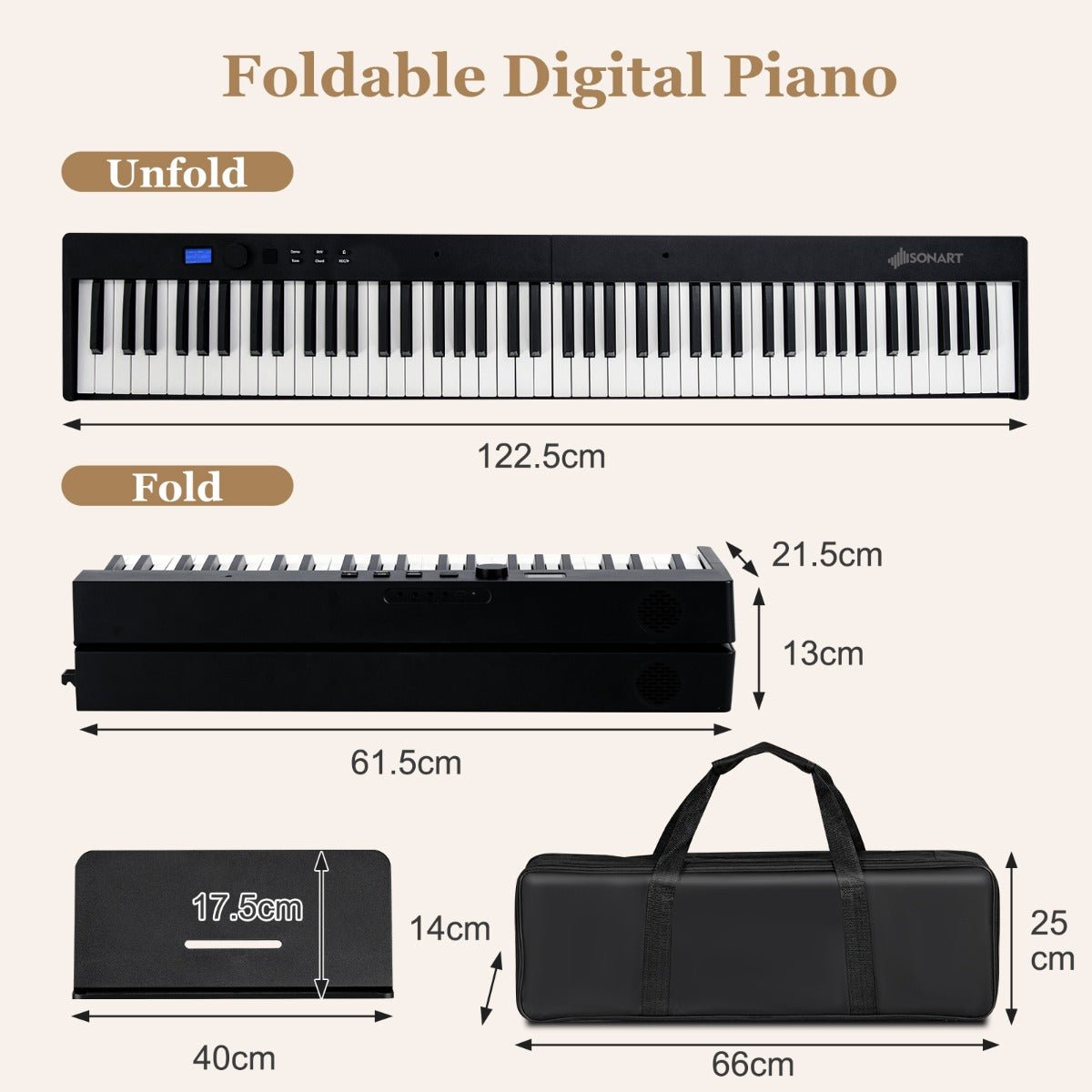 Discover the Ultimate Music Companion: Black Foldable Digital Piano