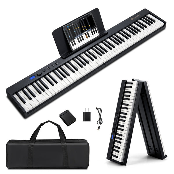 Explore Musical Magic: Black 88-Key Foldable Digital Piano with Bag