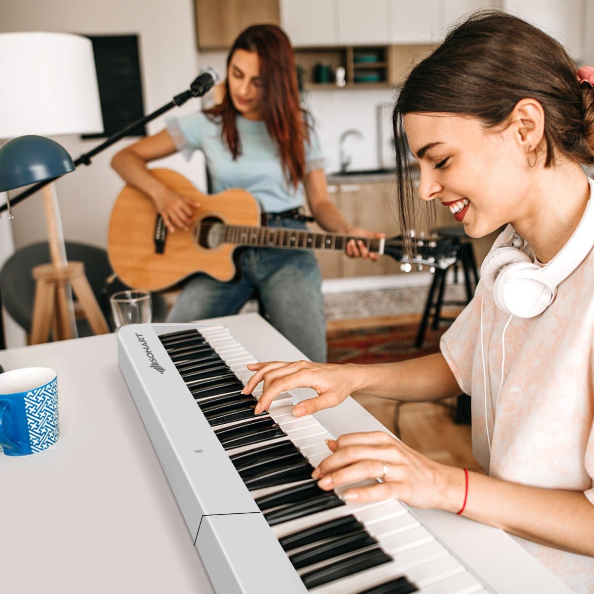 Get the 88-Key Foldable Digital Piano with Wireless BT & Bag in White