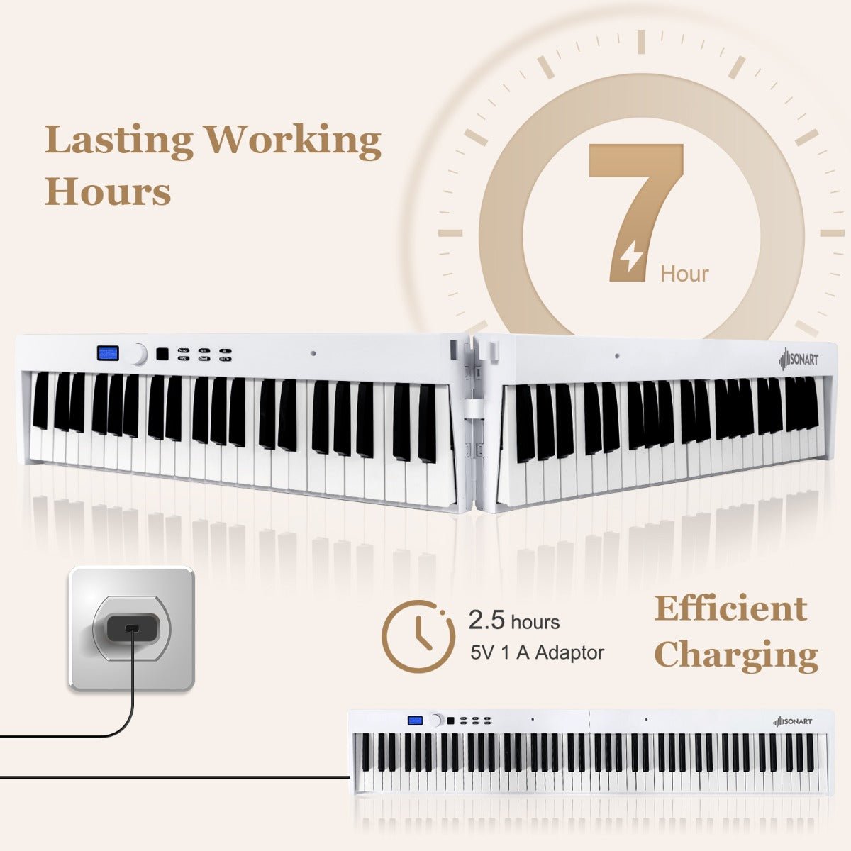 Enhance Your Musical Journey with the White Foldable Digital Piano