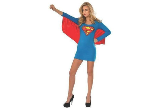 DC Comics Supergirl Dress with Wings for Adults, ideal for superhero-themed dress-up play.