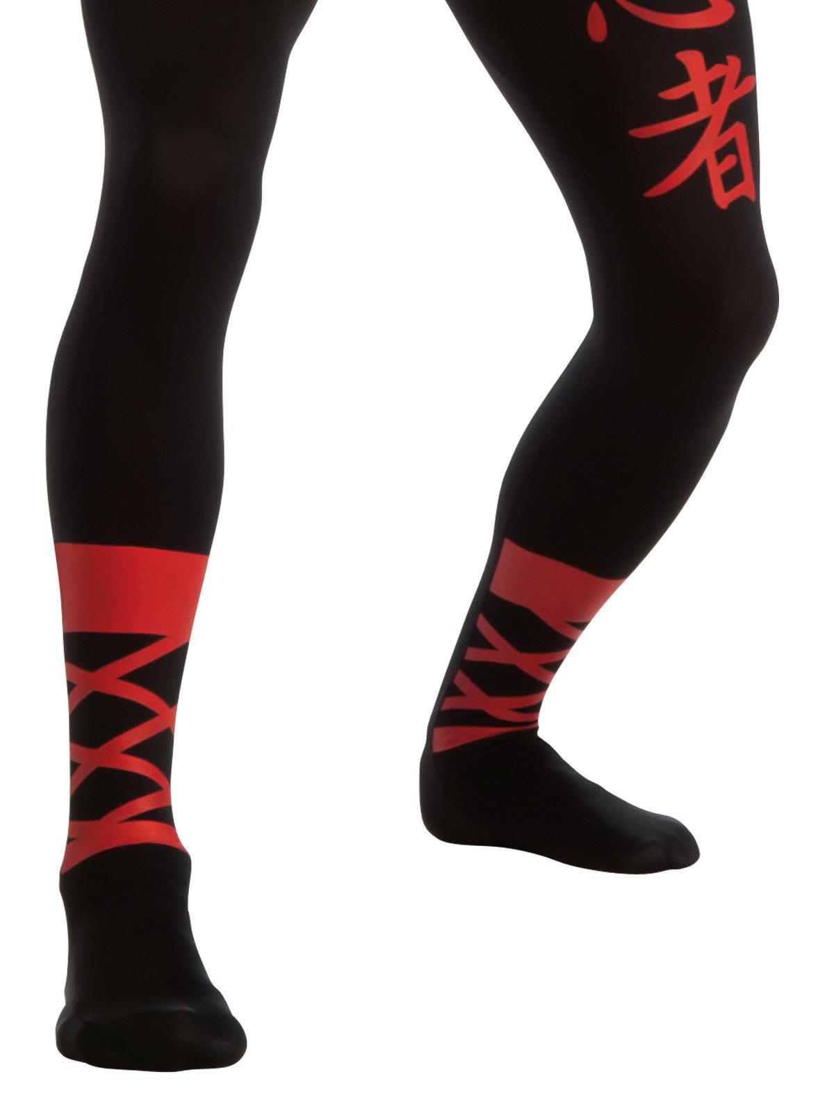Red Ninja bodysuit costume for adults, perfect for kids dress-up play at home.