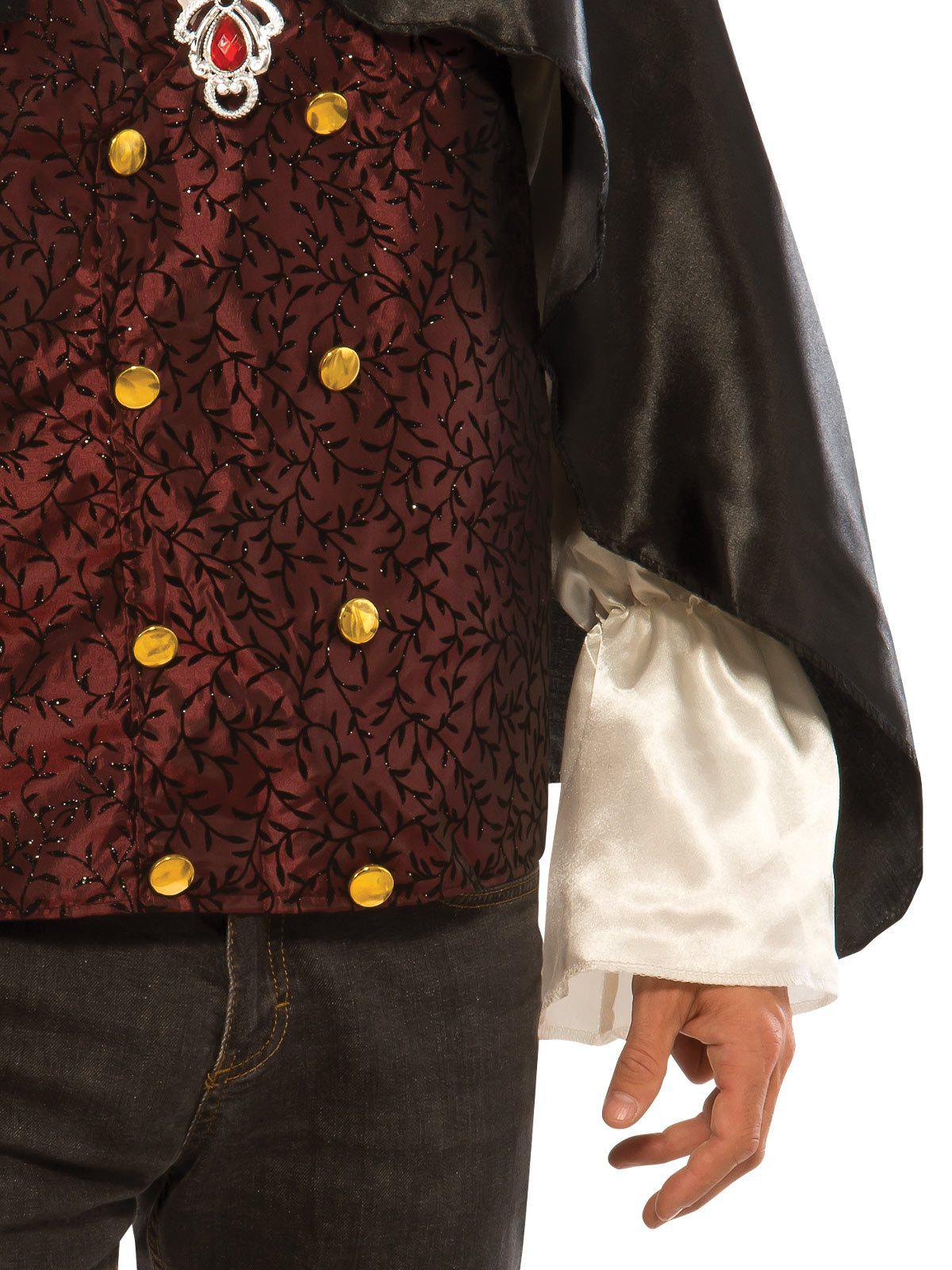 Adults deluxe vampire costume with cape and medallion for Halloween dress-up at home.