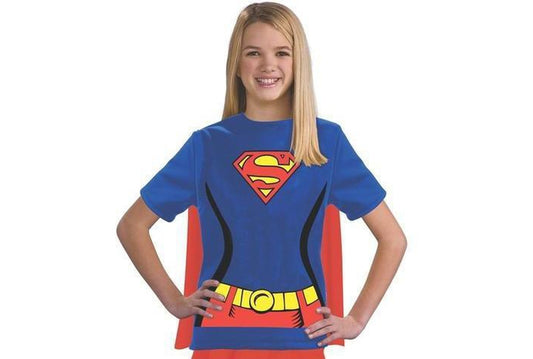 Supergirl T-shirt for kids with detachable cape, Official DC Comics Costume, perfect for playtime