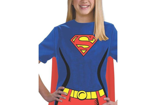 Kids Supergirl T-shirt with detachable cape, an official DC Comics costume for imaginative play