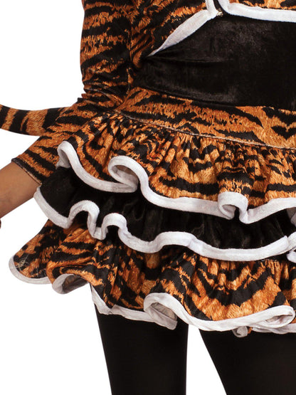 Kids tigress tutu dress costume with hood and gloves, perfect for imaginative play at home