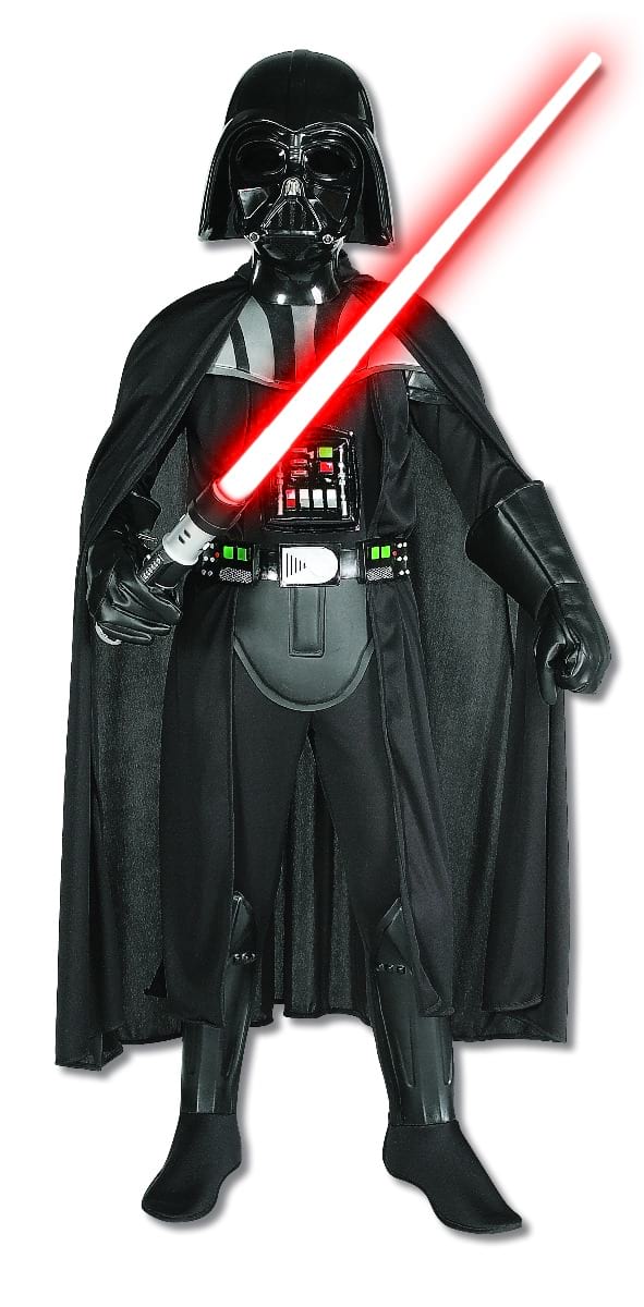 Darth Vader kids costume perfect for playtime fun at home, officially licensed Star Wars attire.