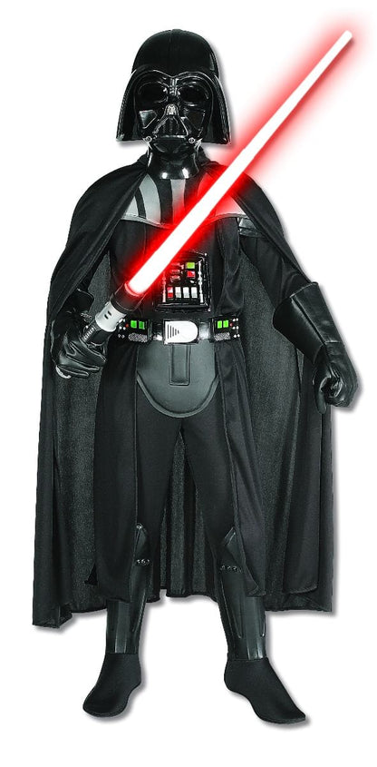 Darth Vader kids costume perfect for playtime fun at home, officially licensed Star Wars attire.