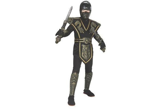 Gold Dragon Ninja Warrior Kids Costume for imaginative play perfect for Halloween and dress up.