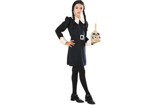 Wednesday Addams child costume for spooky playtime, officially licensed from The Addams Family.