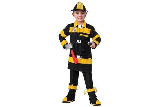 Childs Fire Fighter Costume for imaginative play, Halloween, and dress-up fun at home.