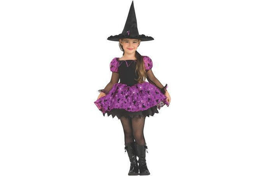 Kids light up witch costume with twinkling skirt for enchanting playtime at home.