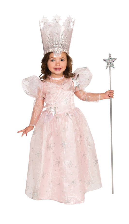 Glinda Good Witch costume for girls from Wizard of Oz, perfect for dress-up play.