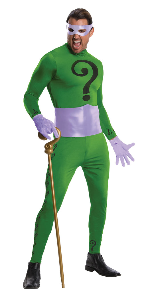 Adult Riddler costume, DC Comics Collectors Edition for playful dress-up at home.
