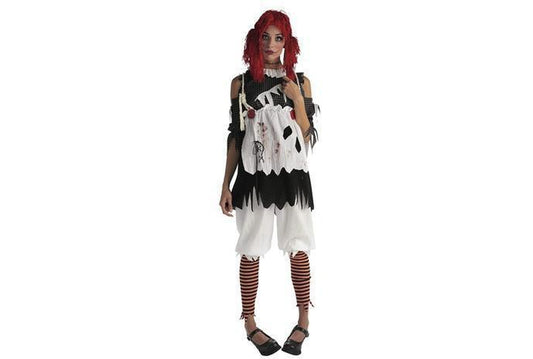 Rag doll Halloween costume | creepy design for adults, perfect for spooky home parties.
