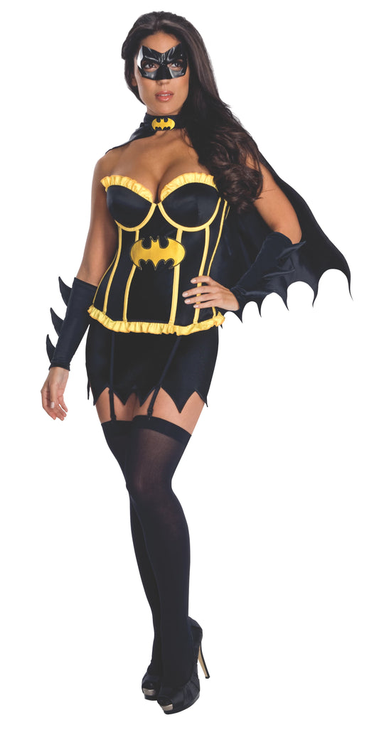 Batgirl Justice League costume set for kids role play, Halloween, cosplay. Black and yellow design.