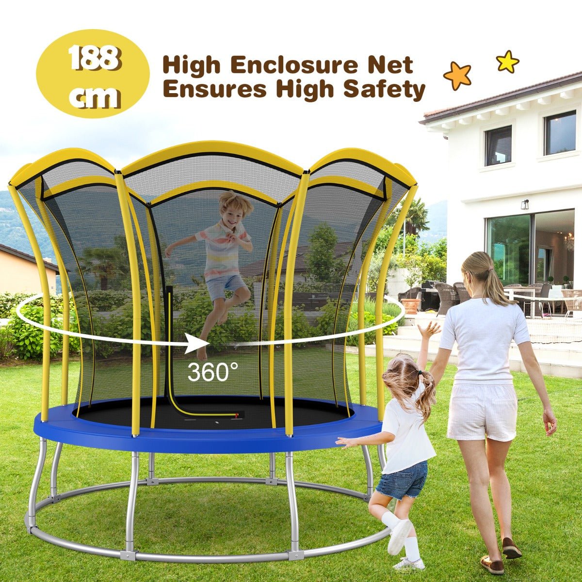 Elevate Outdoor Fun with Unique 8FT Flower-Shaped Trampoline