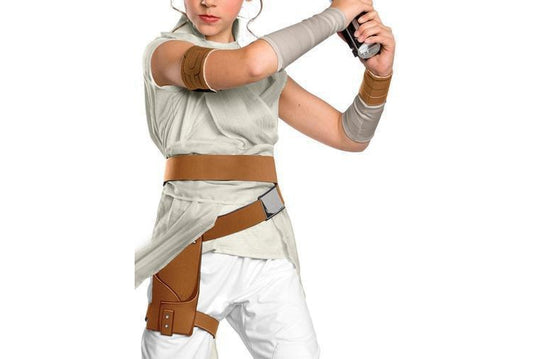 Kids Rey Star Wars costume, officially licensed deluxe edition for imaginative play at home.