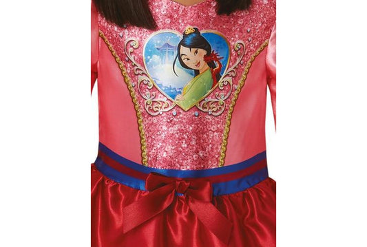 Disney Mulan girls sequin dress costume with classic design for imaginative play at home.